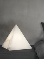 Elegant Hand‑Carved Alabaster Pyramid Table Lamp
