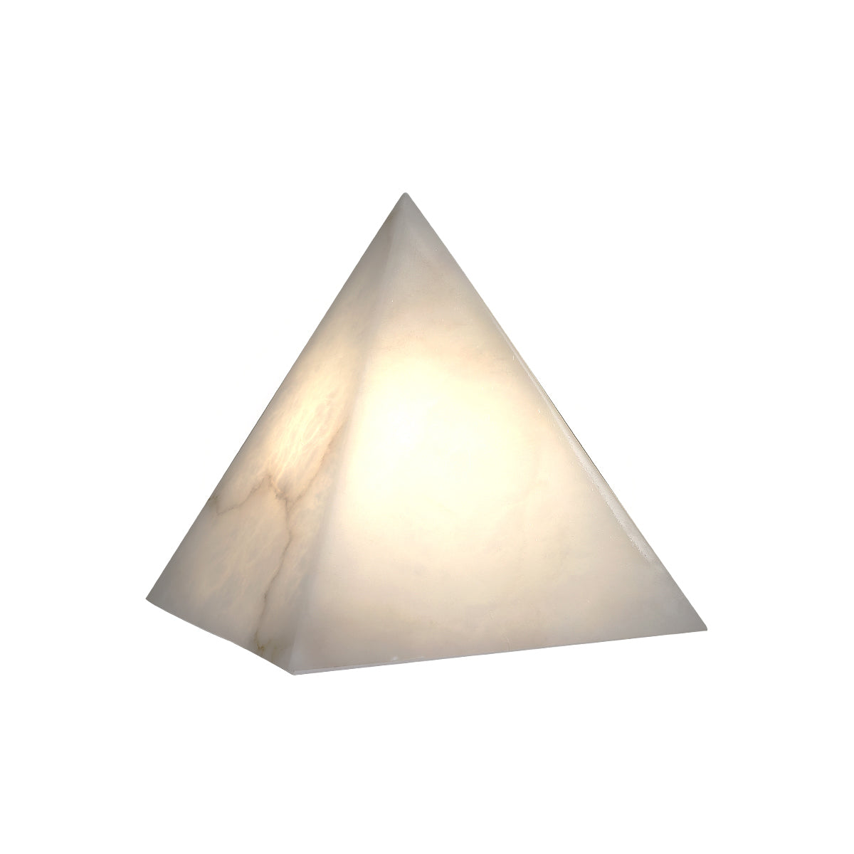 Elegant Hand‑Carved Alabaster Pyramid Table Lamp