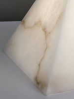 Elegant Hand‑Carved Alabaster Pyramid Table Lamp