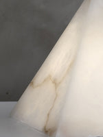 Elegant Hand‑Carved Alabaster Pyramid Table Lamp
