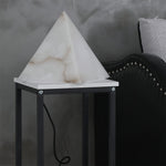Elegant Hand‑Carved Alabaster Pyramid Table Lamp