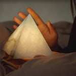 Elegant Hand‑Carved Alabaster Pyramid Table Lamp