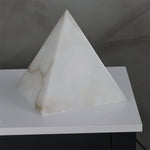 Elegant Hand‑Carved Alabaster Pyramid Table Lamp