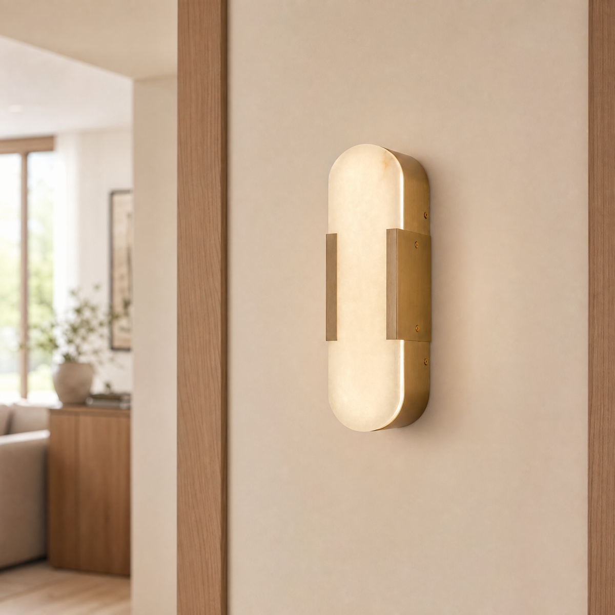 Alabaster Wall Sconce 350H Double - Copper