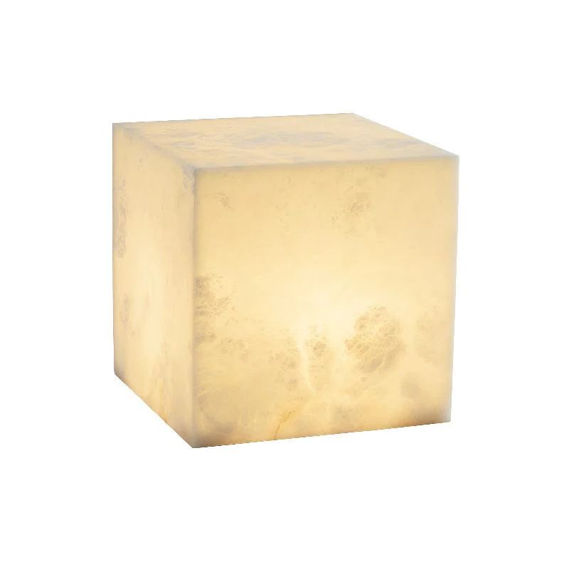 Janet Alabaster Cubic Table Lamp, Bedside Table Lamp