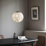Elegant Alabaster Brass Ball Pendant Light 11" Diameter