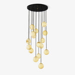 Elegant Alabaster Balls Cluster Chandelier with LED Glow