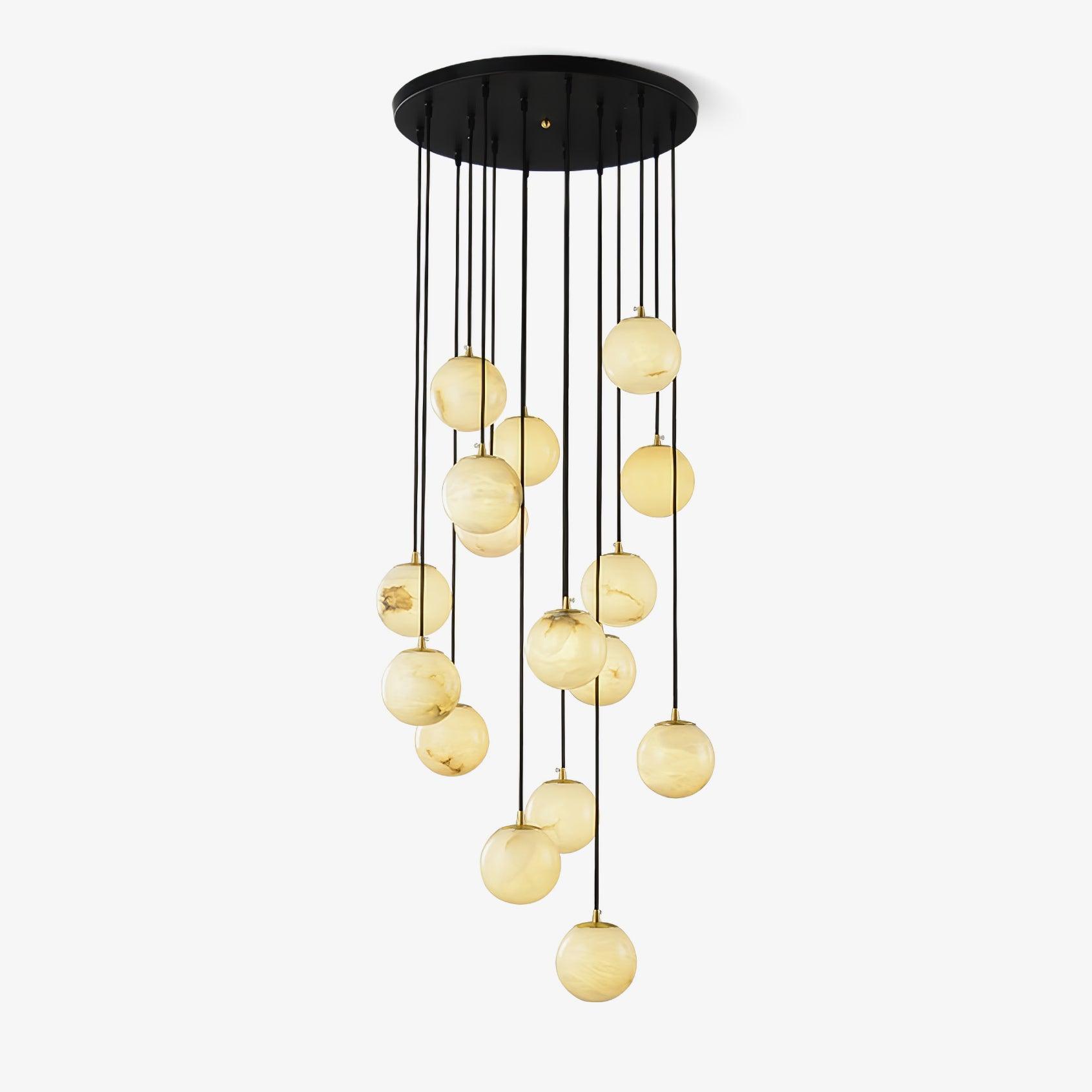 Elegant Alabaster Balls Cluster Chandelier with LED Glow