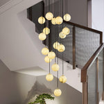 Elegant Alabaster Balls Cluster Chandelier with LED Glow
