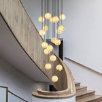 Elegant Alabaster Balls Cluster Chandelier with LED Glow