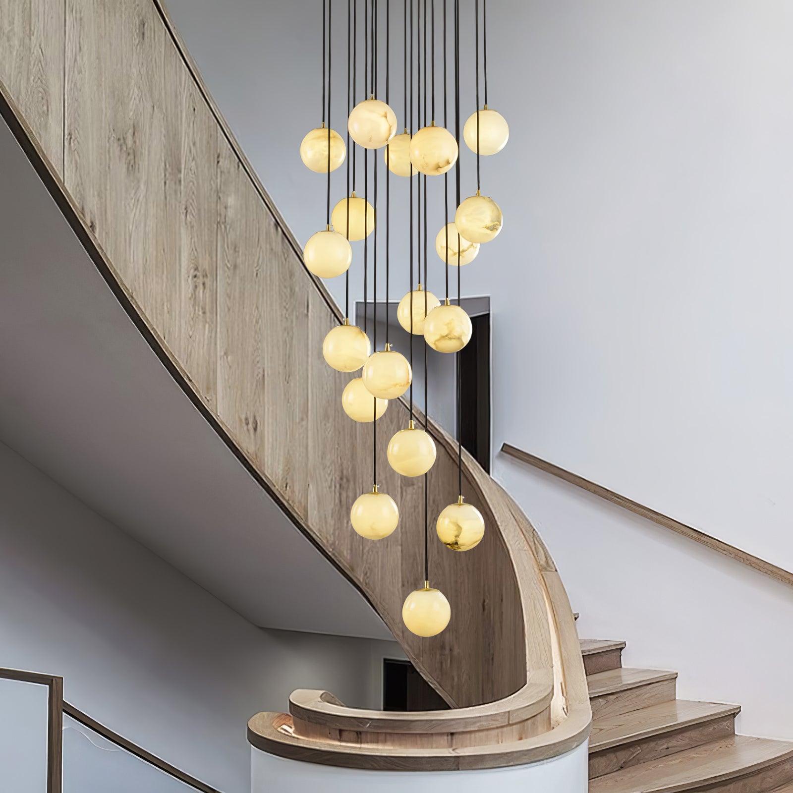 Elegant Alabaster Balls Cluster Chandelier with LED Glow