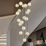 Elegant Alabaster Balls Cluster Chandelier with LED Glow