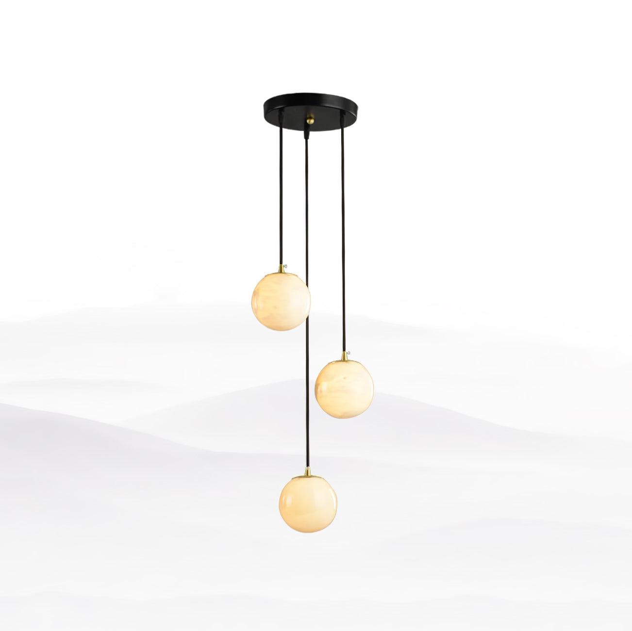 Elegant Alabaster Balls Cluster Chandelier with LED Glow