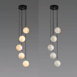 Elegant Alabaster Balls Cluster Chandelier with LED Glow
