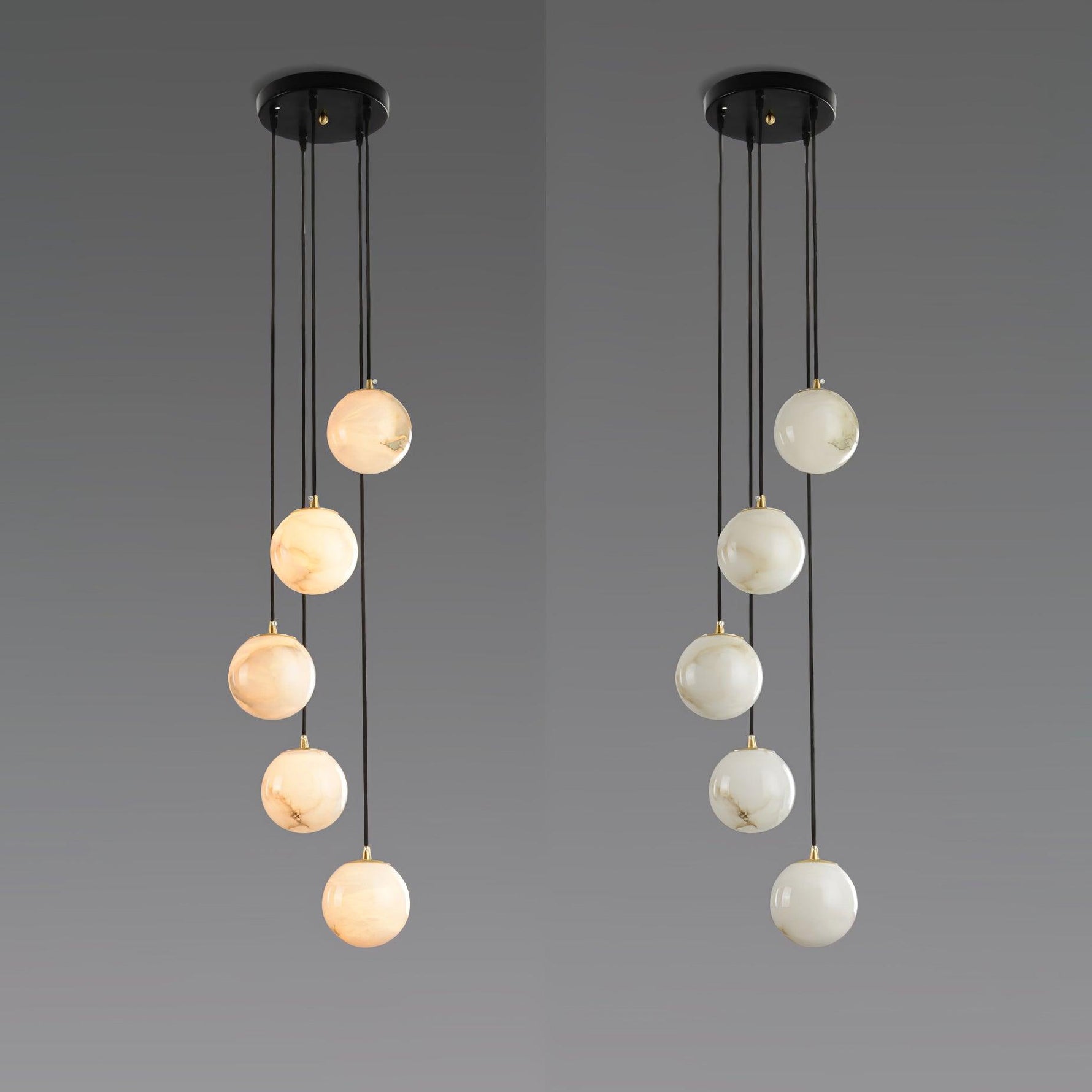 Elegant Alabaster Balls Cluster Chandelier with LED Glow