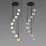 Elegant Alabaster Balls Cluster Chandelier with LED Glow