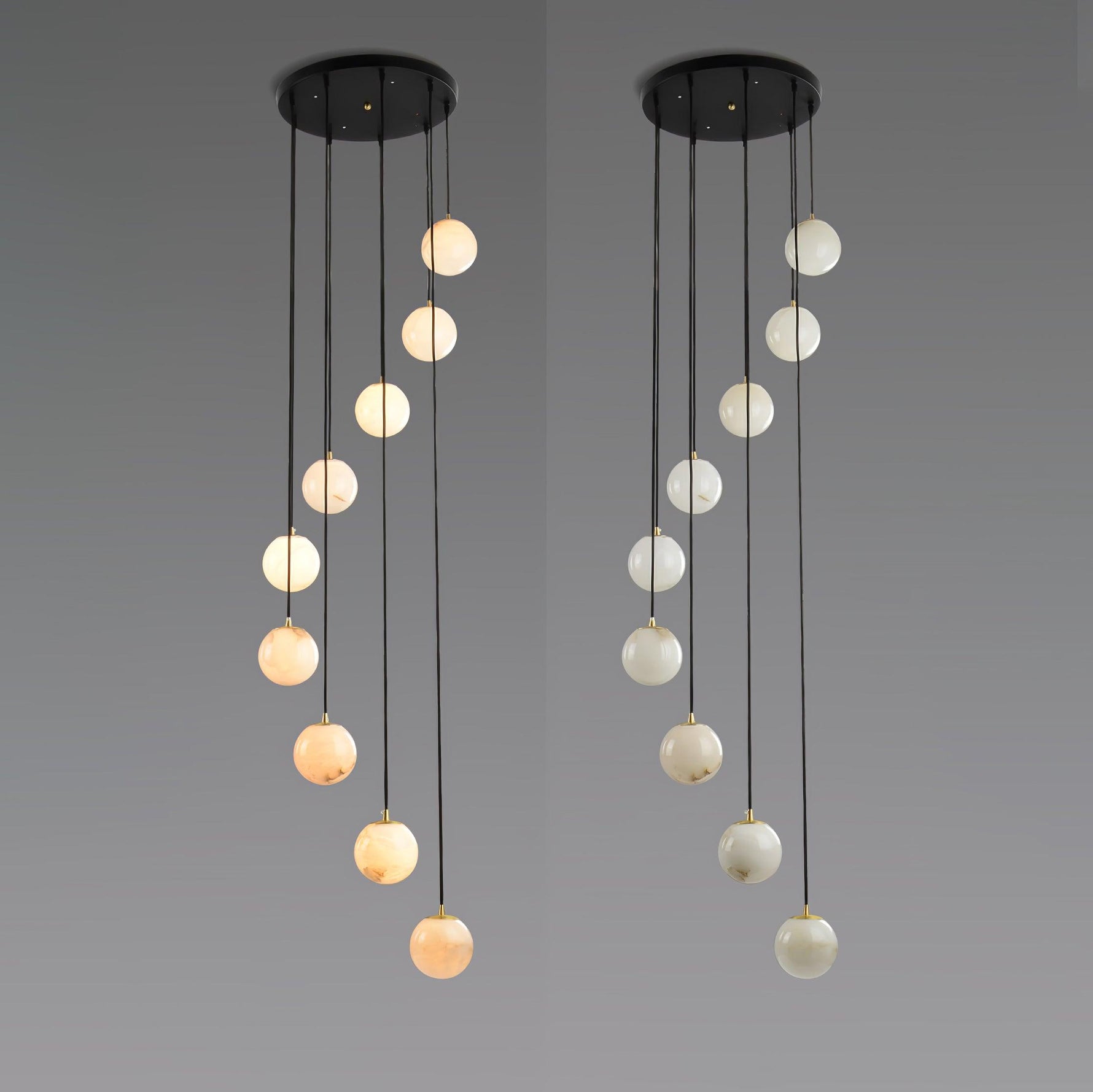 Elegant Alabaster Balls Cluster Chandelier with LED Glow