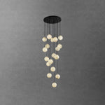 Elegant Alabaster Balls Cluster Chandelier with LED Glow