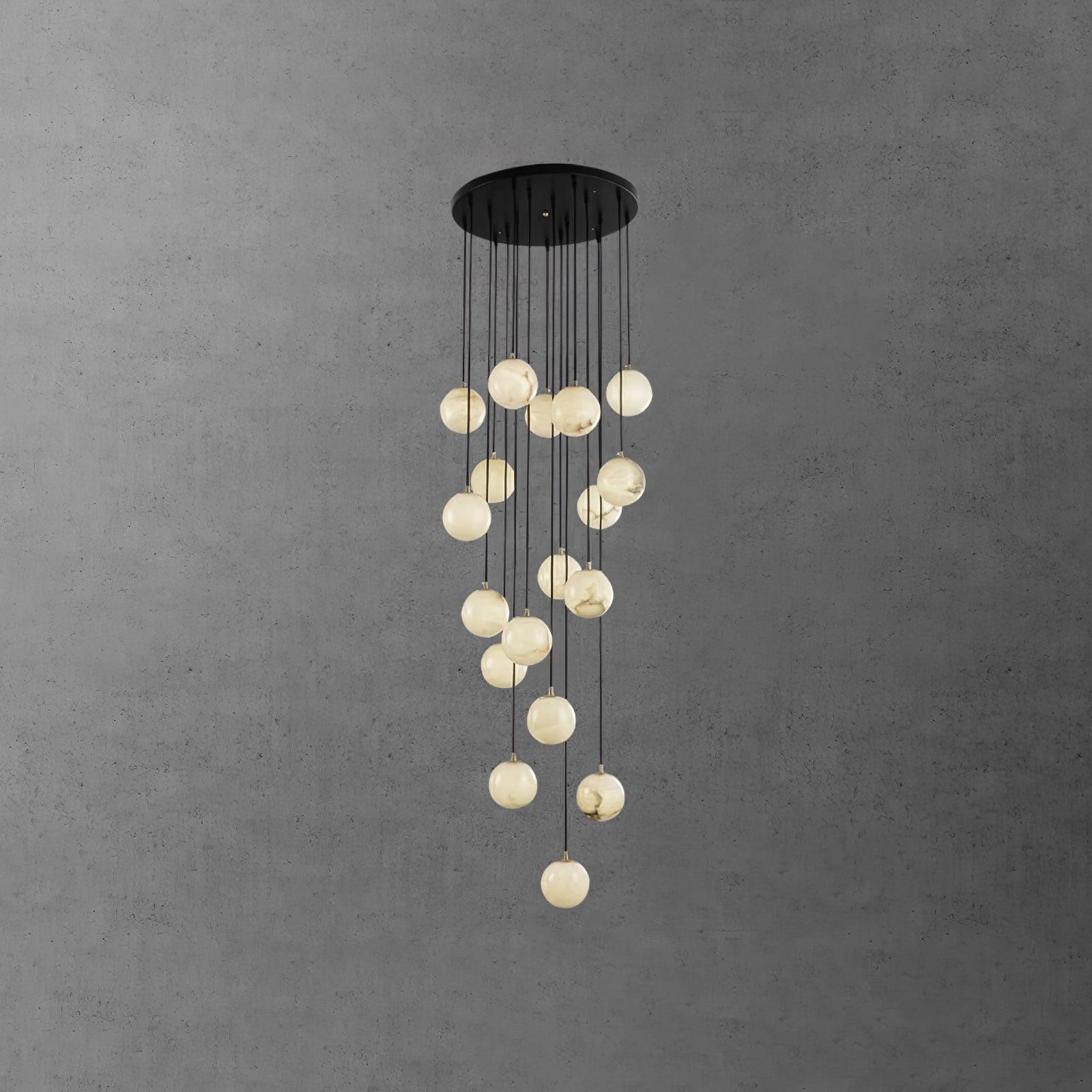 Elegant Alabaster Balls Cluster Chandelier with LED Glow