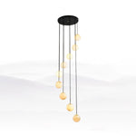 Elegant Alabaster Balls Cluster Chandelier with LED Glow