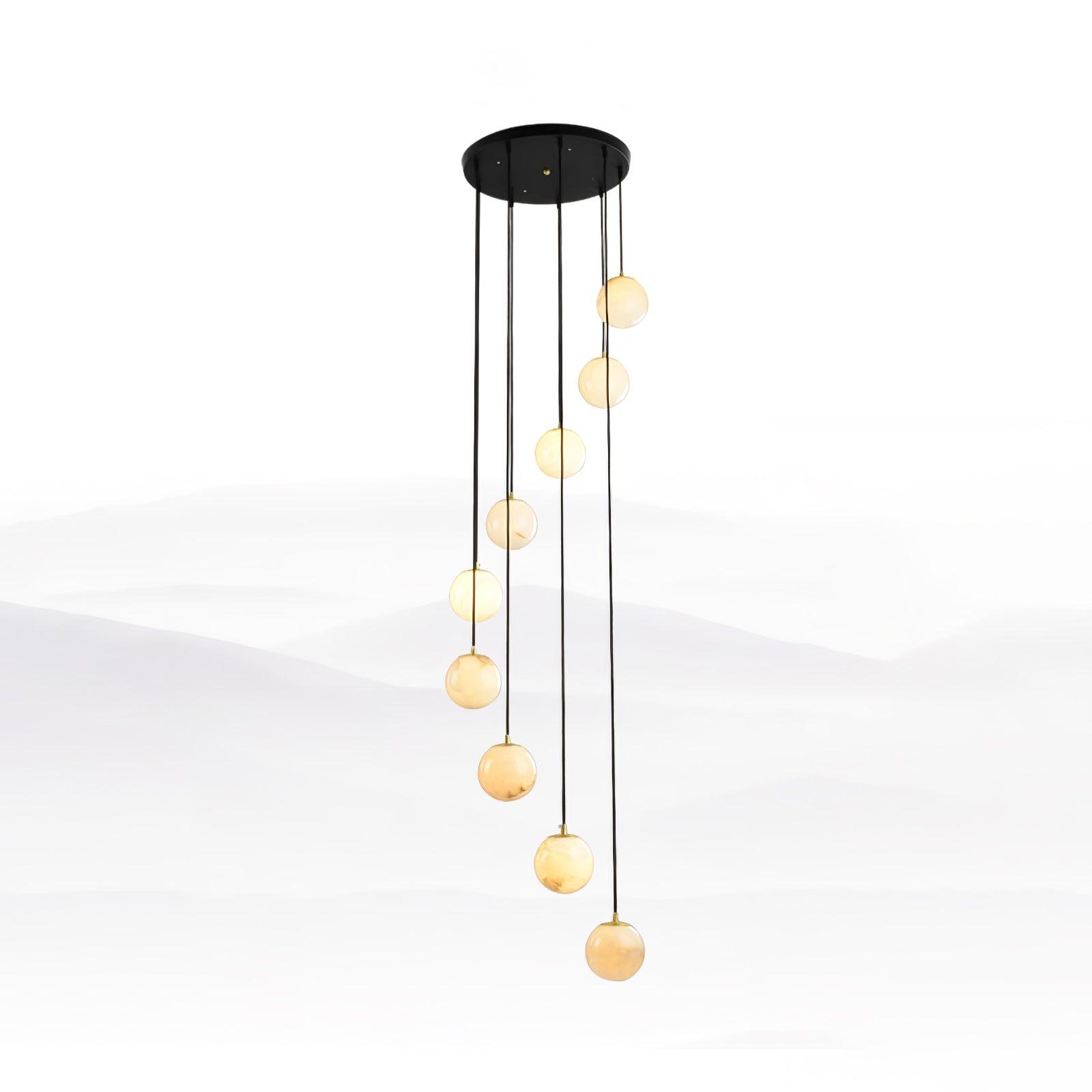 Elegant Alabaster Balls Cluster Chandelier with LED Glow
