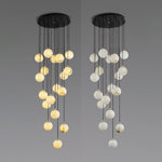 Elegant Alabaster Balls Cluster Chandelier with LED Glow