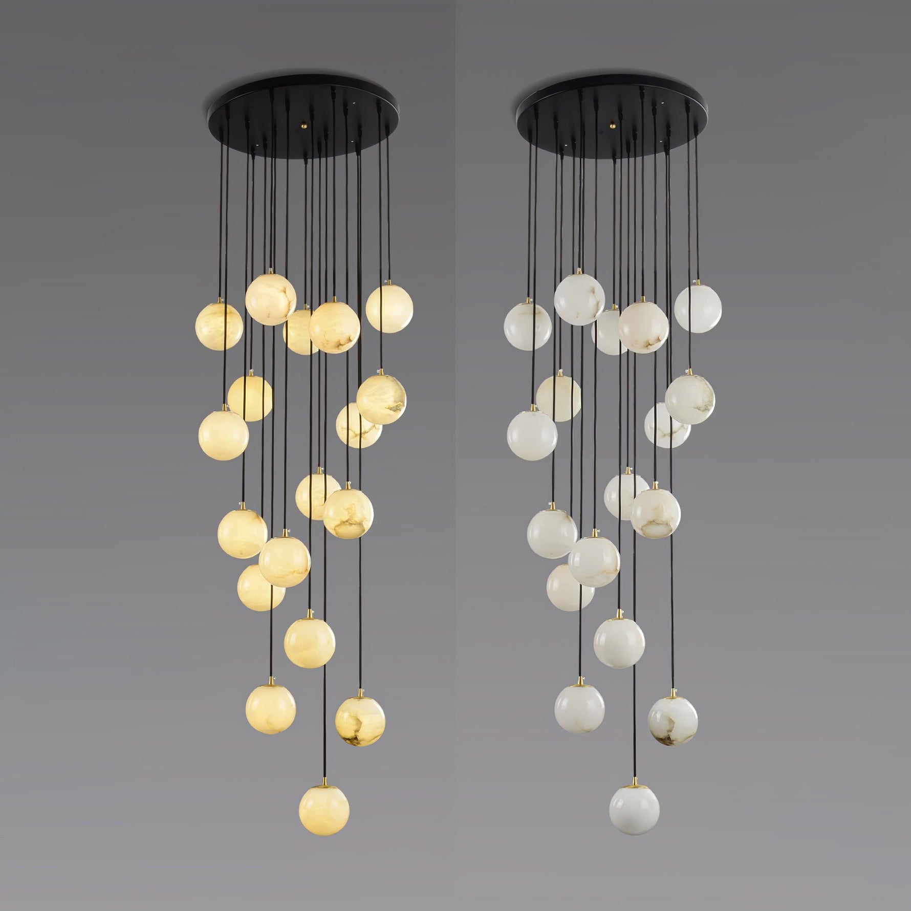 Elegant Alabaster Balls Cluster Chandelier with LED Glow