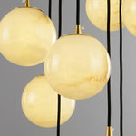 Elegant Alabaster Balls Cluster Chandelier with LED Glow