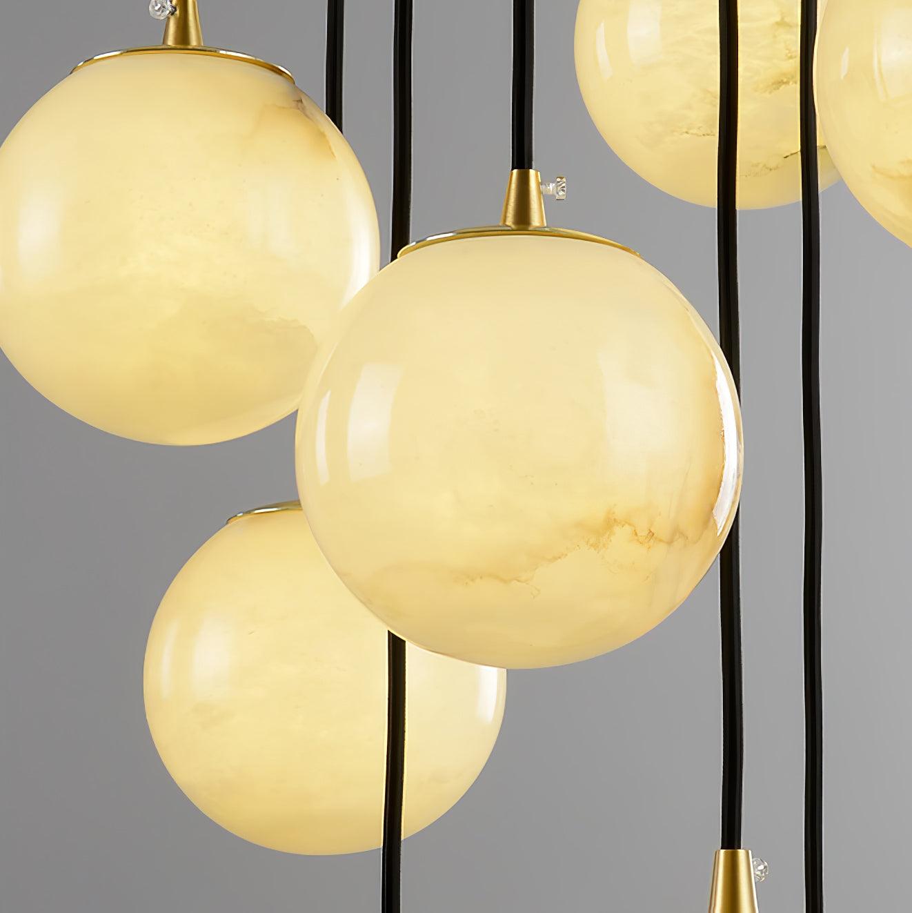 Elegant Alabaster Balls Cluster Chandelier with LED Glow