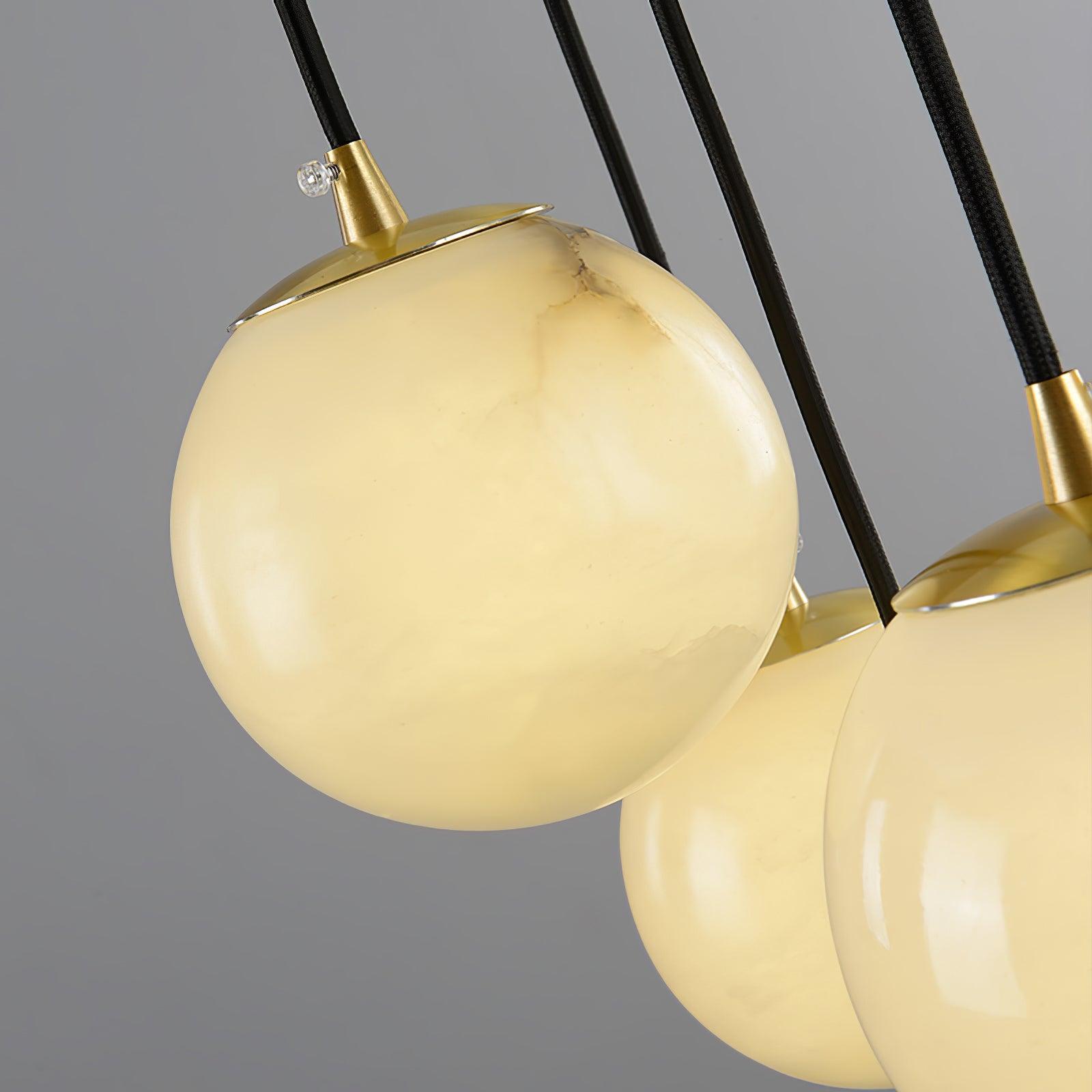 Elegant Alabaster Balls Cluster Chandelier with LED Glow