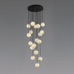 Elegant Alabaster Balls Cluster Chandelier with LED Glow