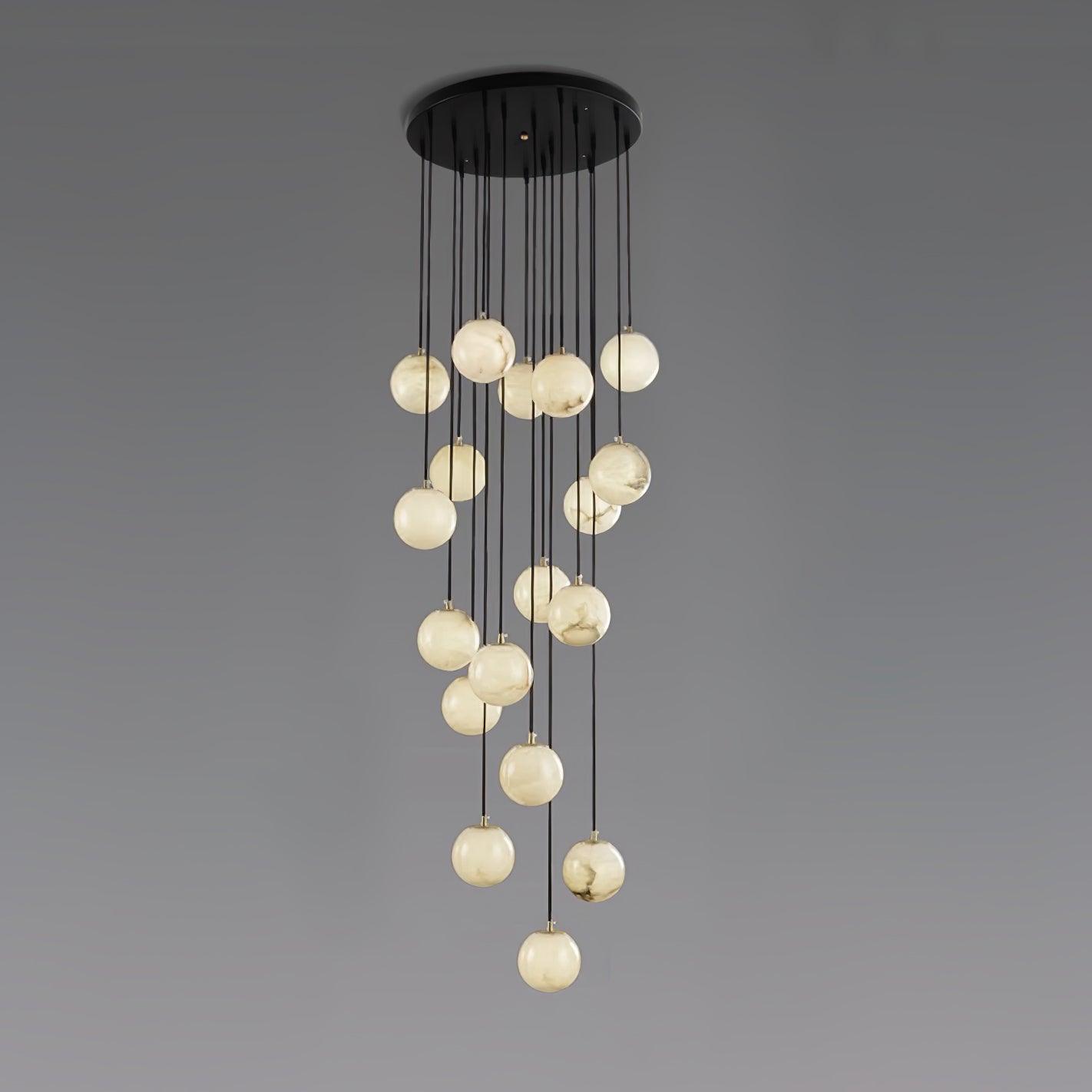 Elegant Alabaster Balls Cluster Chandelier with LED Glow