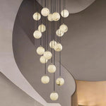 Elegant Alabaster Balls Cluster Chandelier with LED Glow