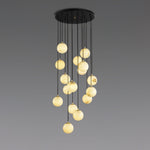 Elegant Alabaster Balls Cluster Chandelier with LED Glow