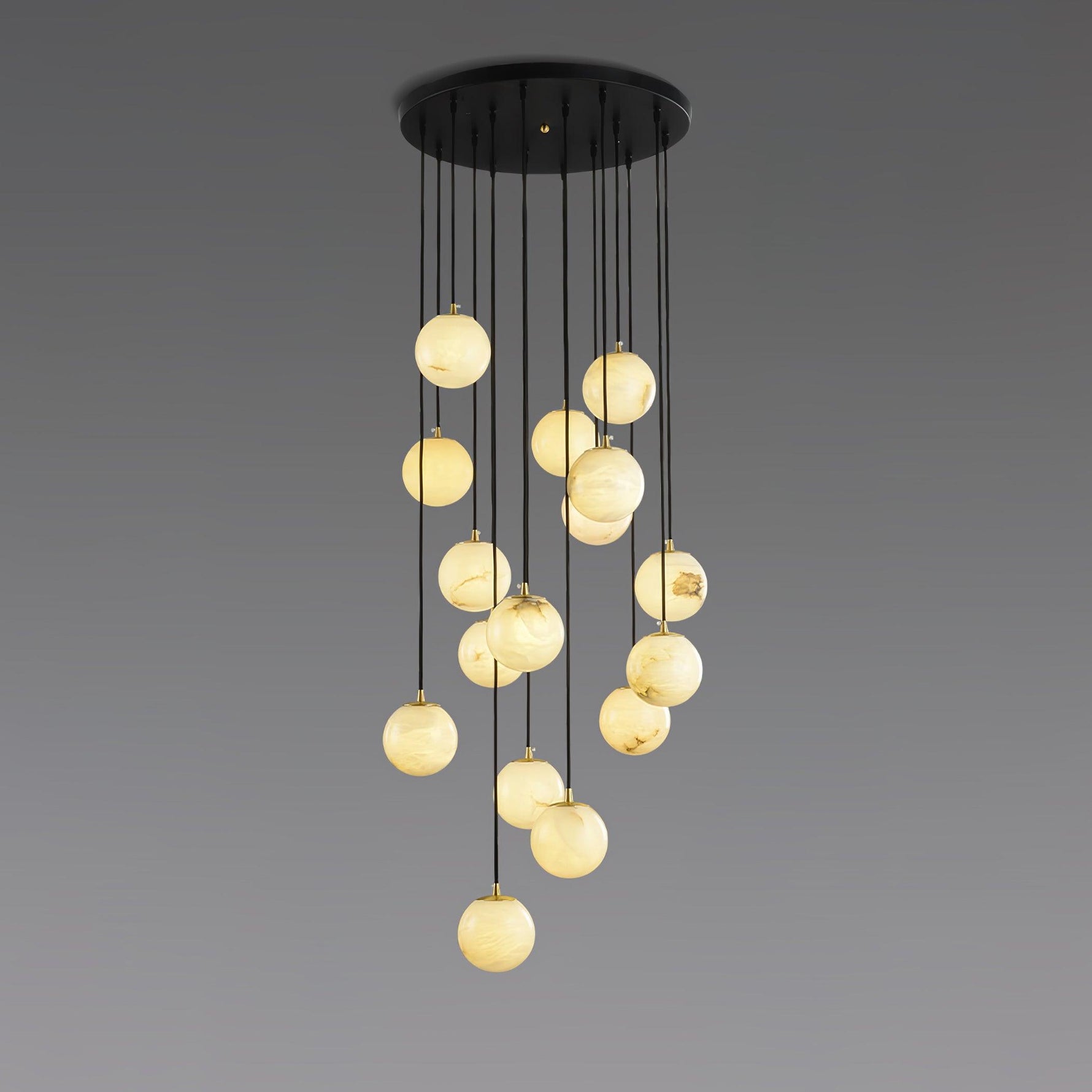 Elegant Alabaster Balls Cluster Chandelier with LED Glow