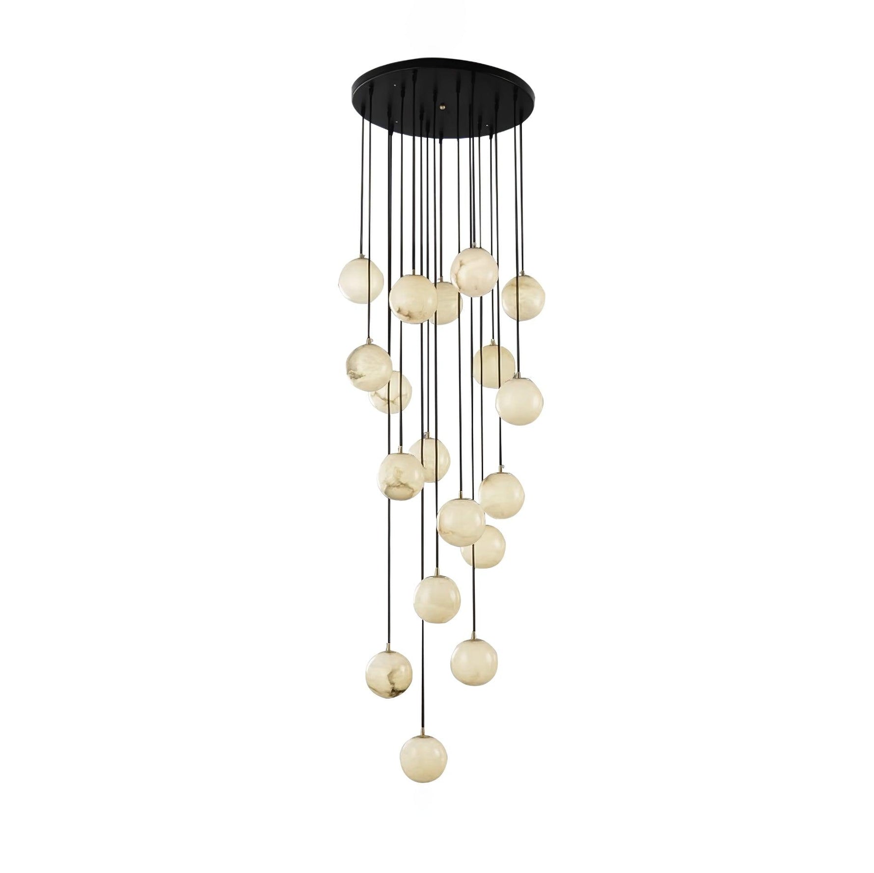 Elegant Alabaster Balls Cluster Chandelier with LED Glow
