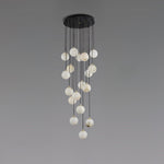 Elegant Alabaster Balls Cluster Chandelier with LED Glow