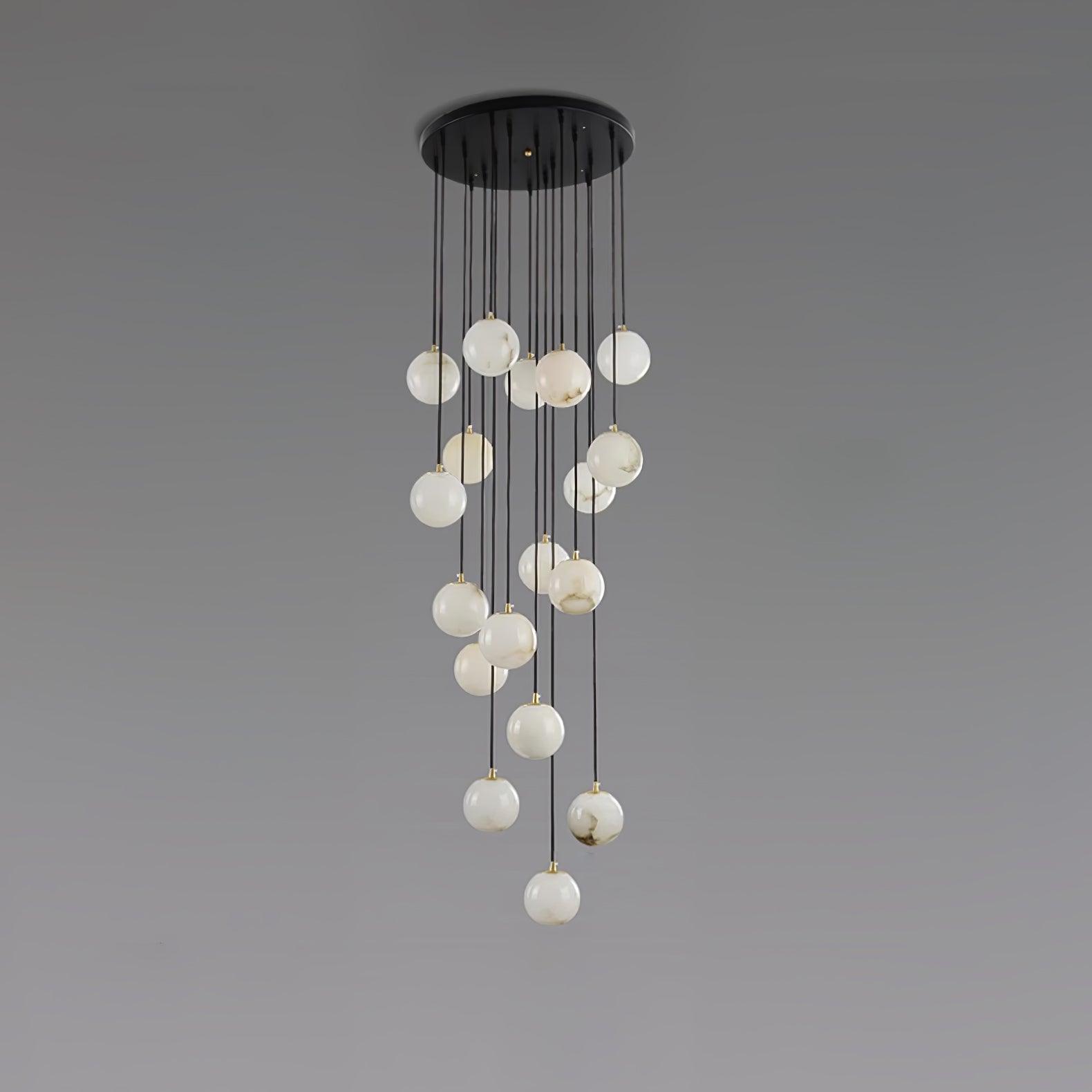 Elegant Alabaster Balls Cluster Chandelier with LED Glow