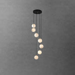 Elegant Alabaster Balls Cluster Chandelier with LED Glow