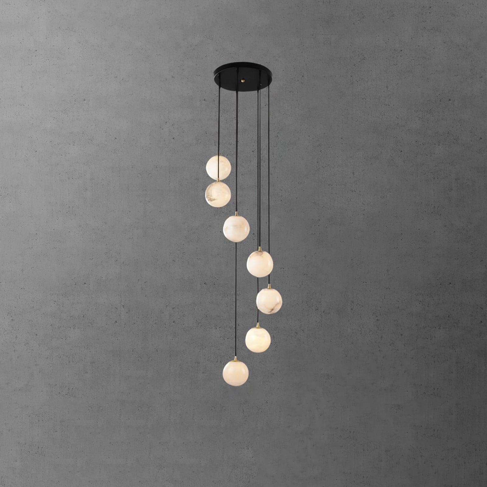 Elegant Alabaster Balls Cluster Chandelier with LED Glow