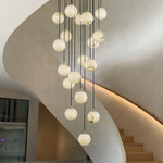 Elegant Alabaster Balls Cluster Chandelier with LED Glow