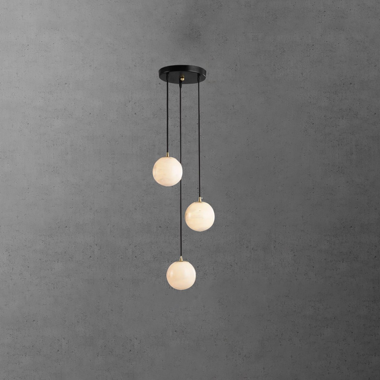 Elegant Alabaster Balls Cluster Chandelier with LED Glow