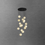 Elegant Alabaster Balls Cluster Chandelier with LED Glow