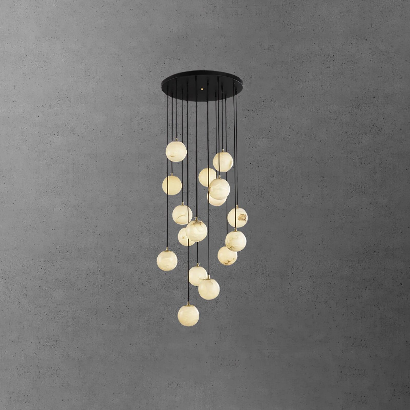 Elegant Alabaster Balls Cluster Chandelier with LED Glow