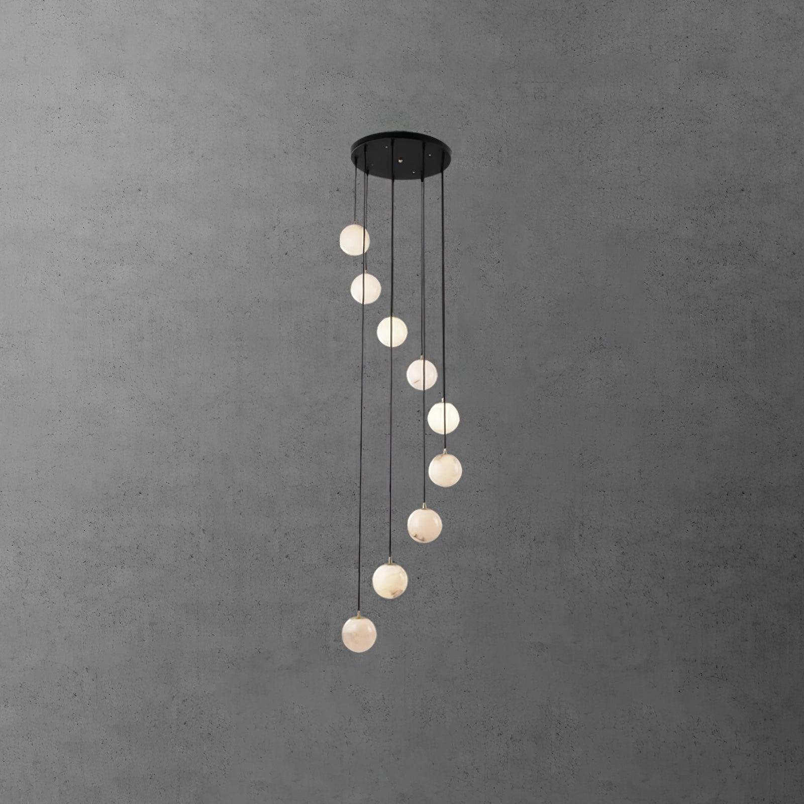 Elegant Alabaster Balls Cluster Chandelier with LED Glow