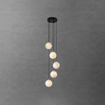 Elegant Alabaster Balls Cluster Chandelier with LED Glow