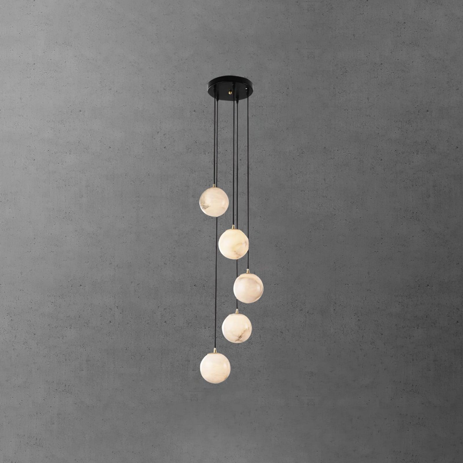 Elegant Alabaster Balls Cluster Chandelier with LED Glow