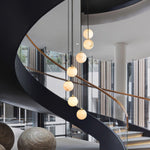 Elegant Alabaster Balls Cluster Chandelier with LED Glow