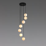 Elegant Alabaster Balls Cluster Chandelier with LED Glow