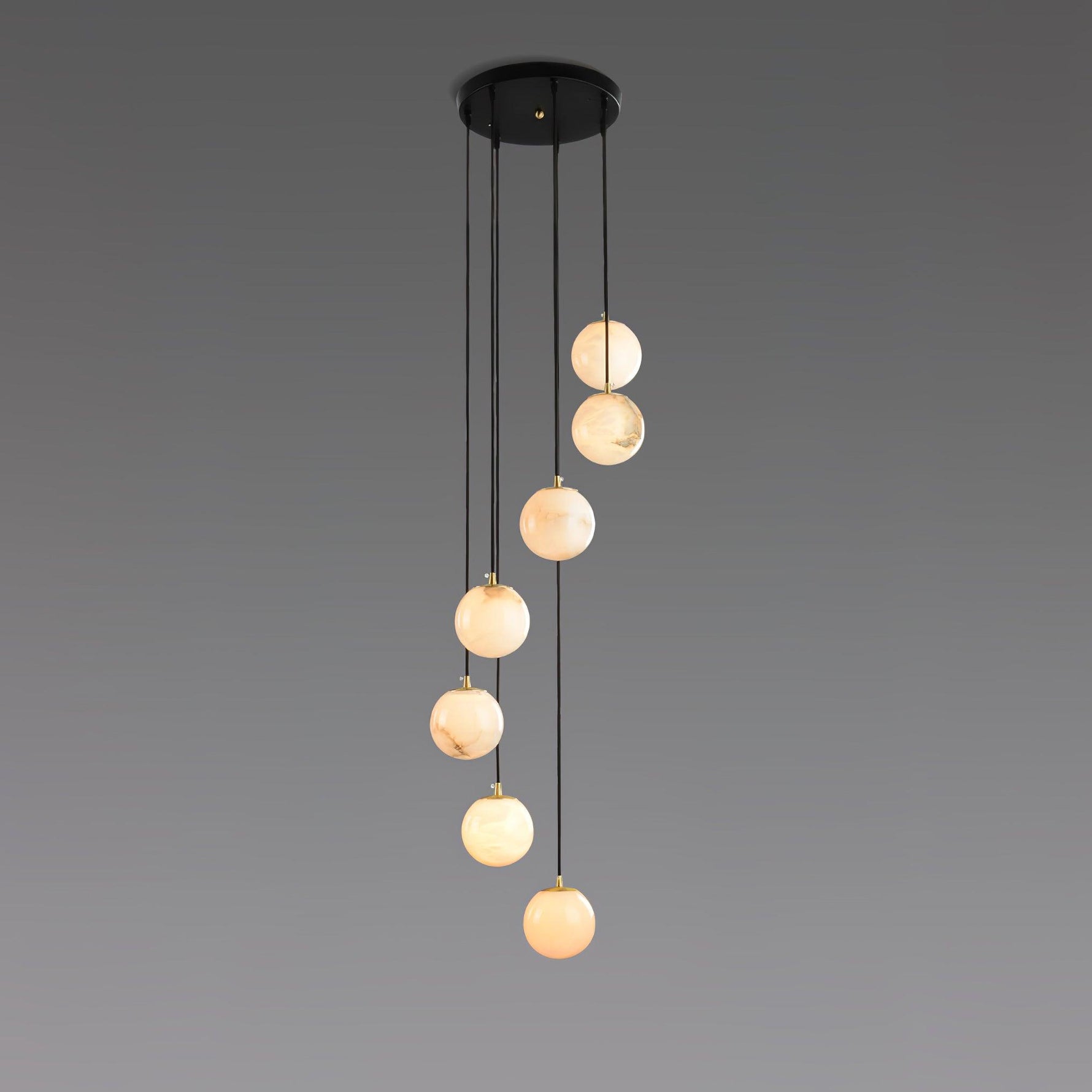 Elegant Alabaster Balls Cluster Chandelier with LED Glow